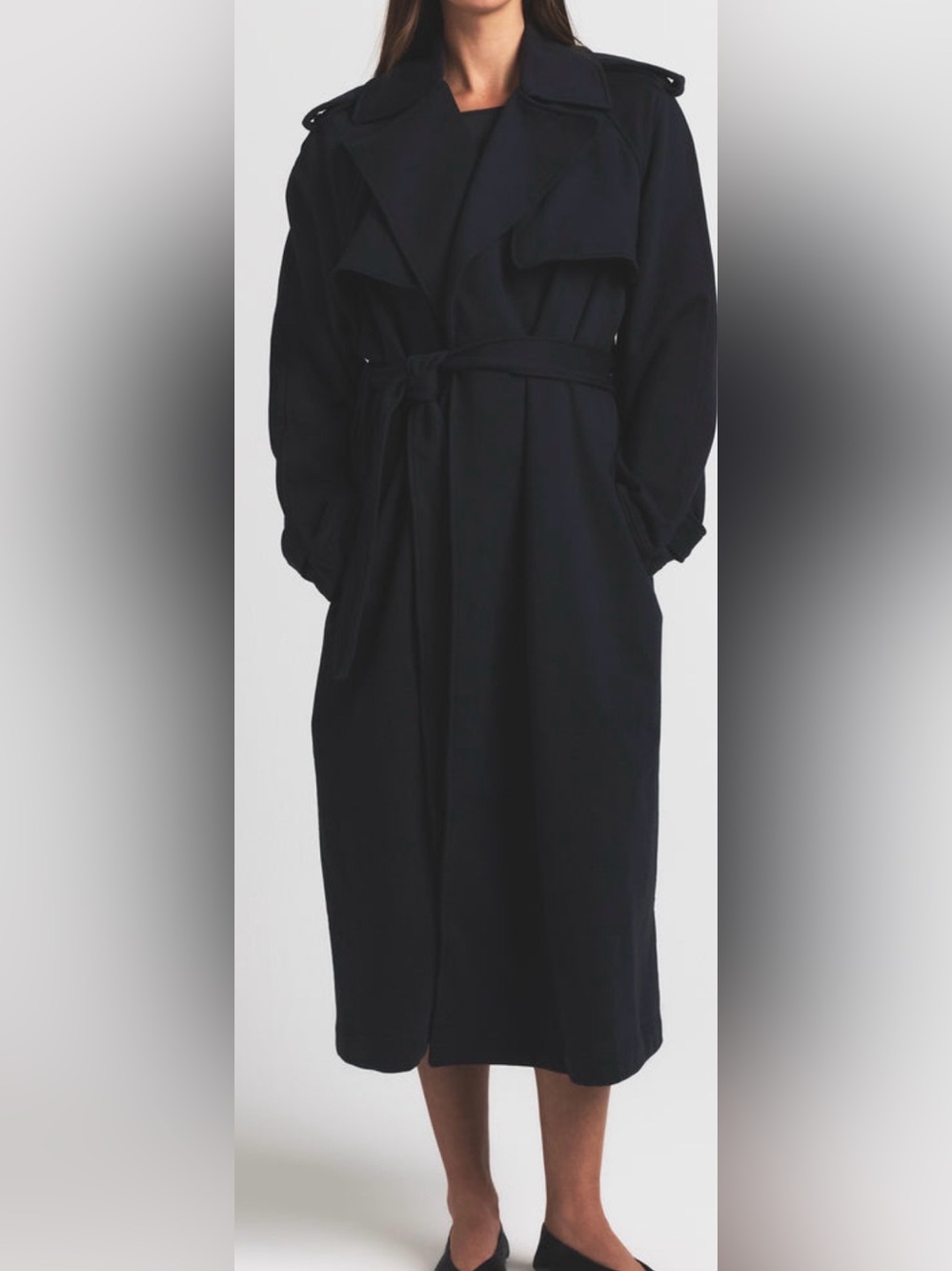 Skims Boyfriend Fleece Oversized Trench Coat - Black - Large - Picture 7 of 11